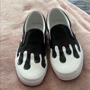 Vans Black and White Drip womens slip on Sneakers
